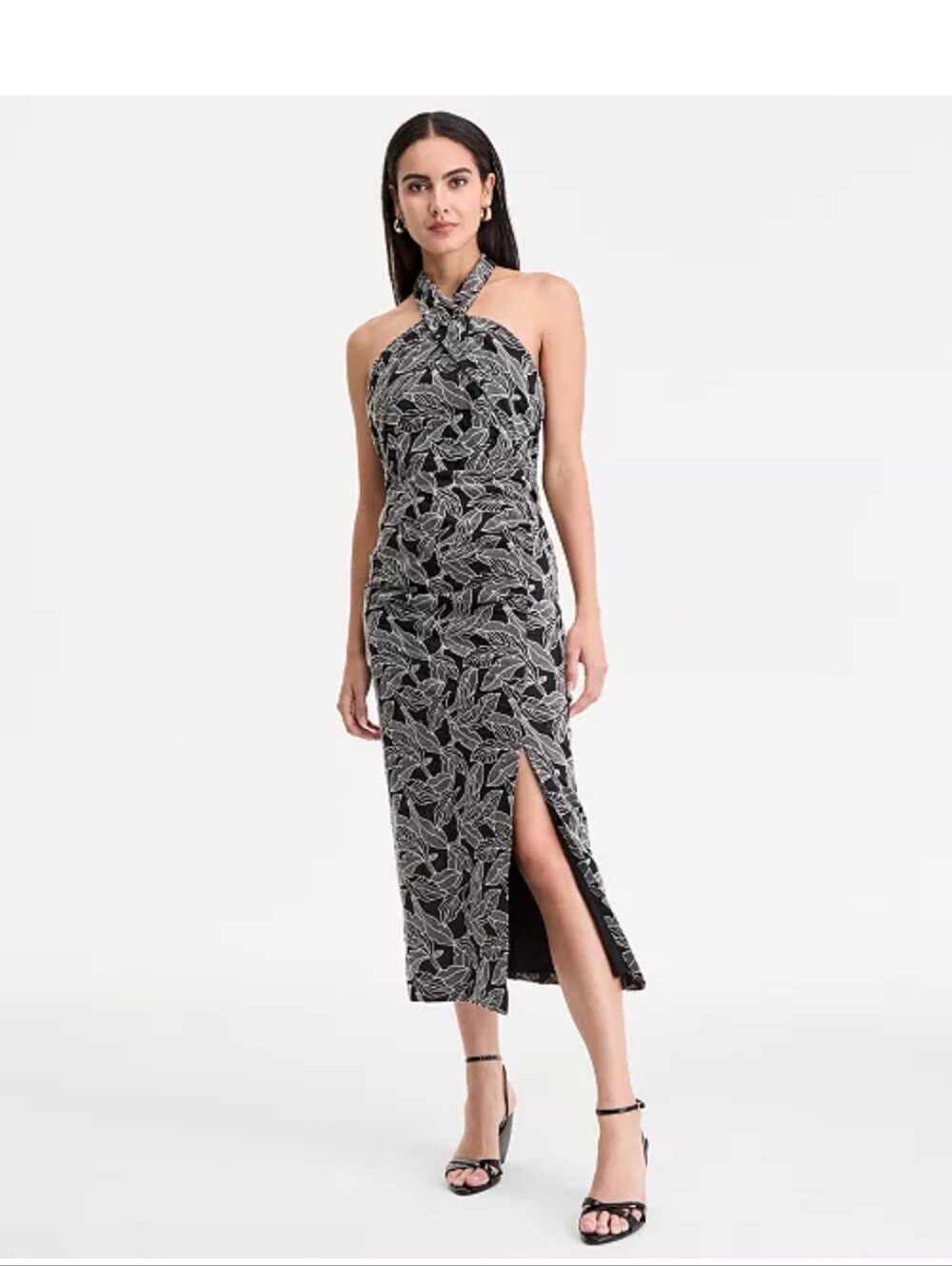 INC International Concepts Black White Floral Cutout Midi Dress XL $159